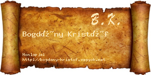 Bogdány Kristóf névjegykártya